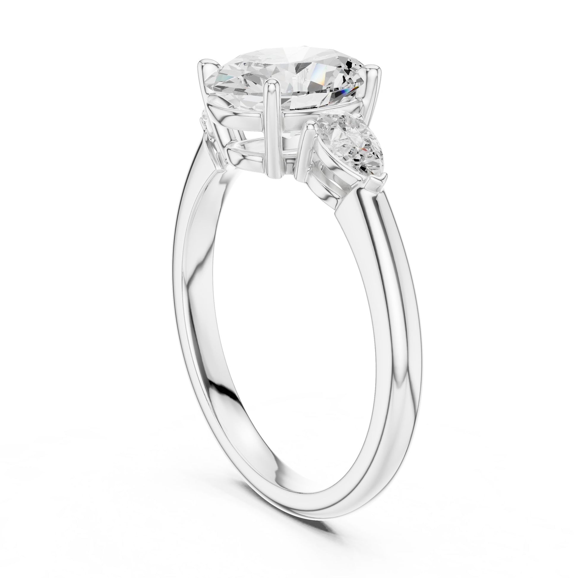 Oval Lab Grown Diamond Three-Stone Engagement Ring