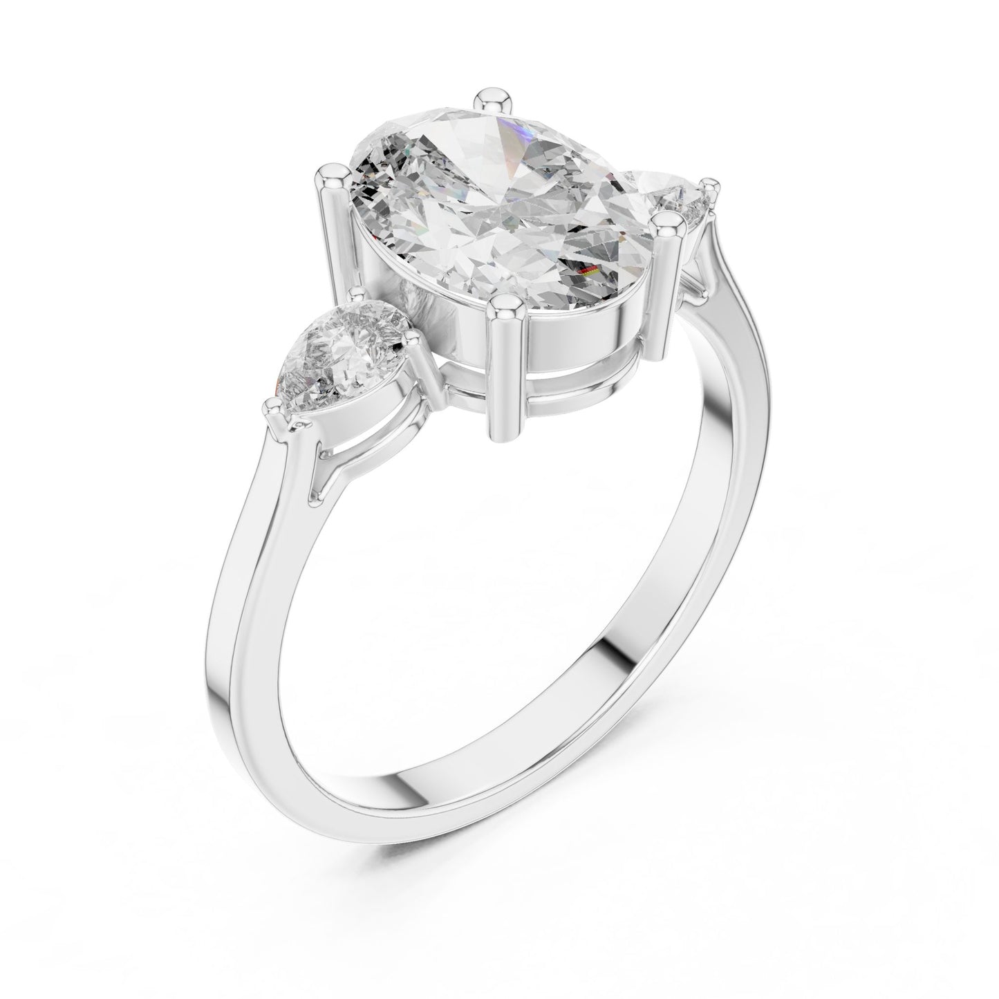 Oval Lab Grown Diamond Three-Stone Engagement Ring