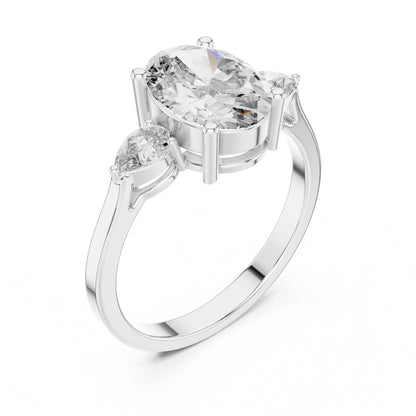 Oval Lab Grown Diamond Three-Stone Engagement Ring