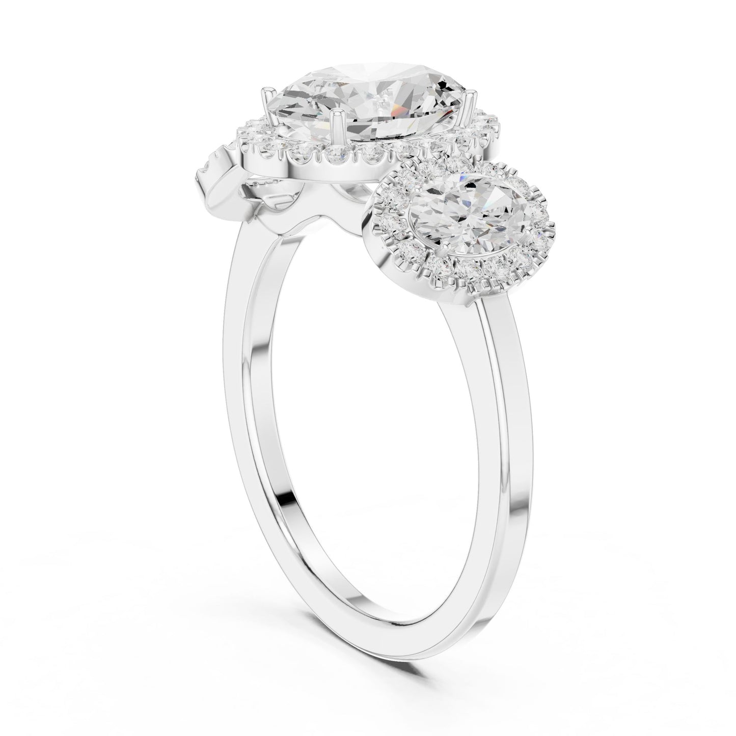 Oval Lab Grown Diamond Three-Stone Engagement Ring