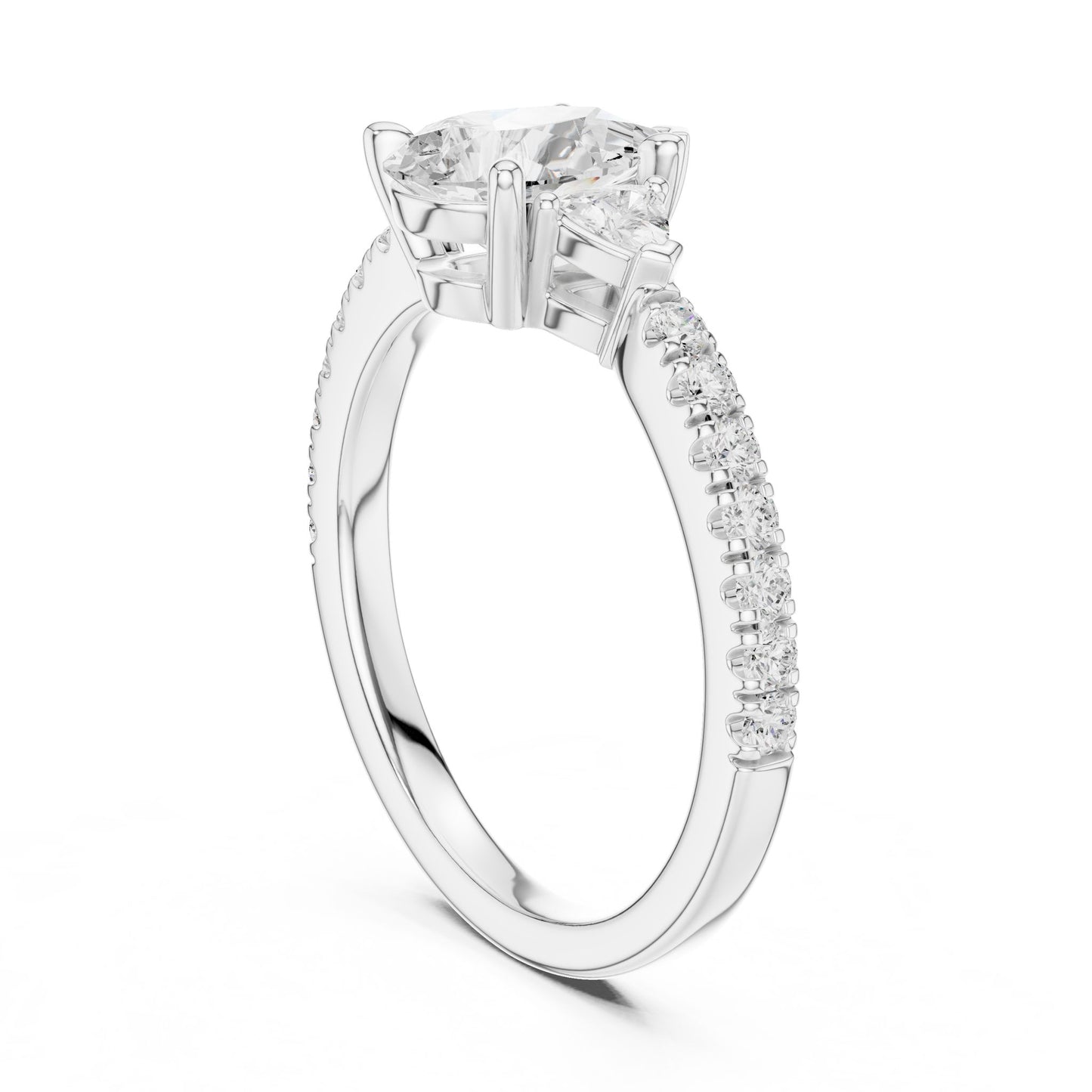 Oval Lab Grown Diamond Three-Stone Engagement Ring