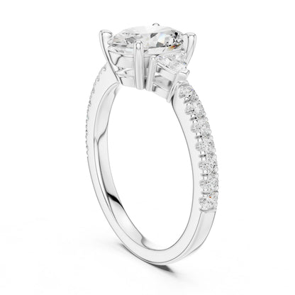 Oval Lab Grown Diamond Three-Stone Engagement Ring