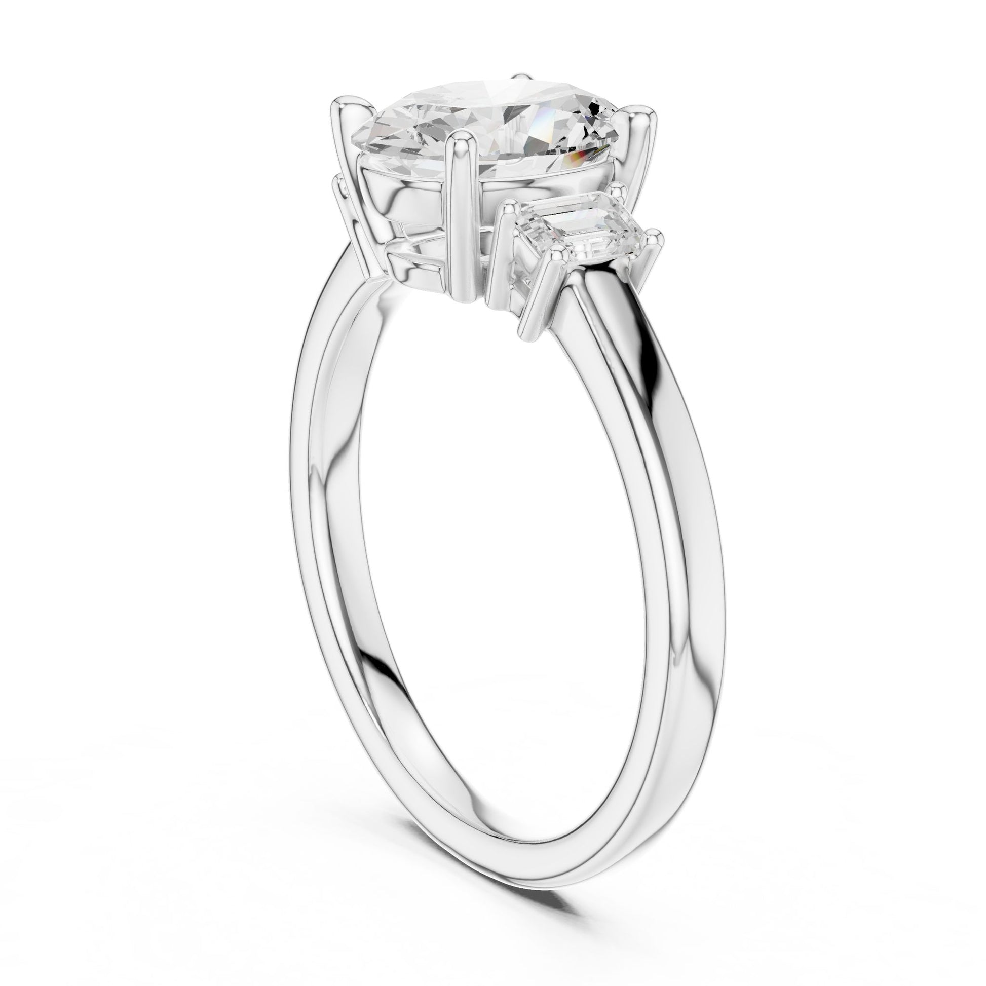 Oval Lab Grown Diamond Three-Stone Engagement Ring