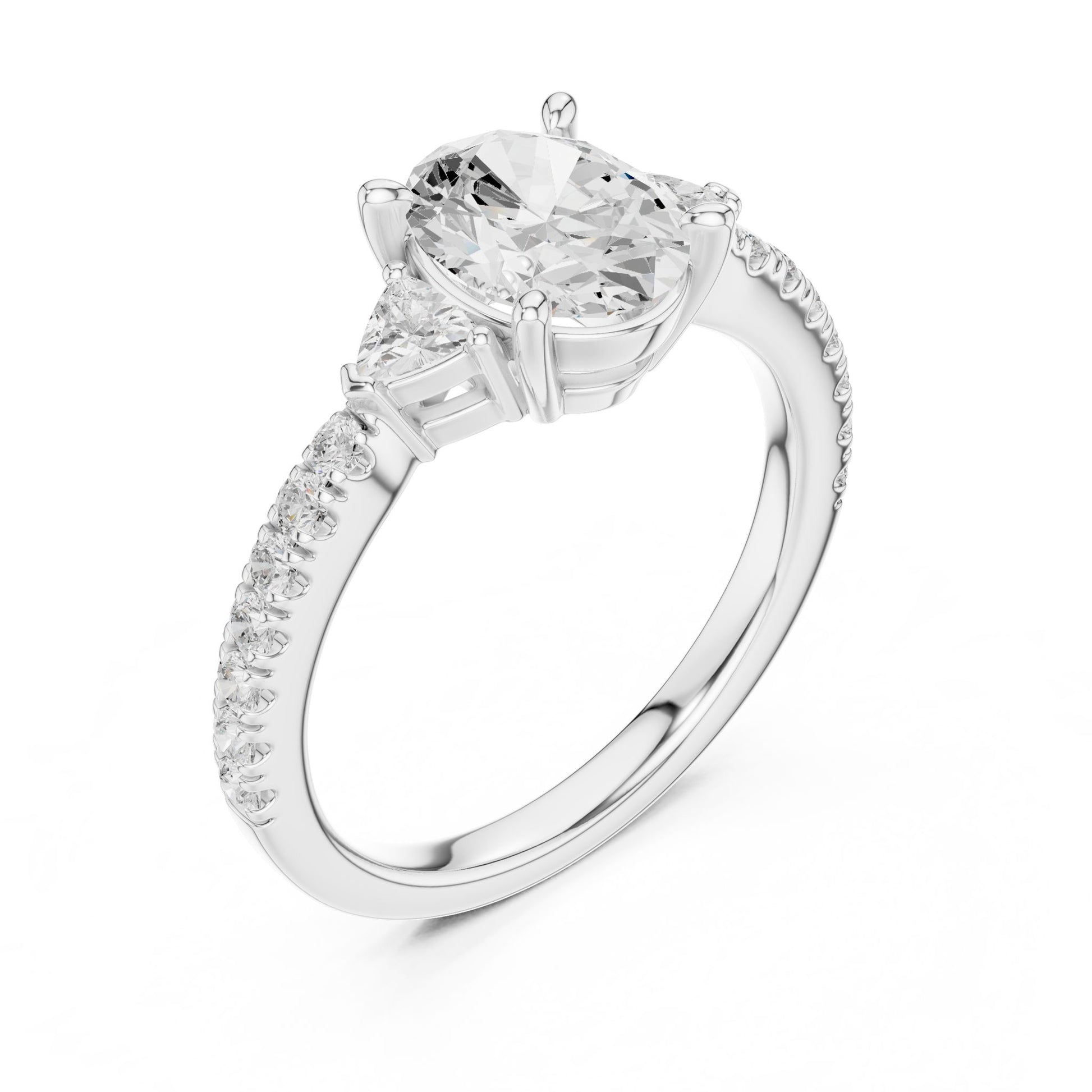 Oval Lab Grown Diamond Three-Stone Engagement Ring