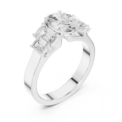 Oval Lab Grown Diamond Three-Stone Engagement Ring