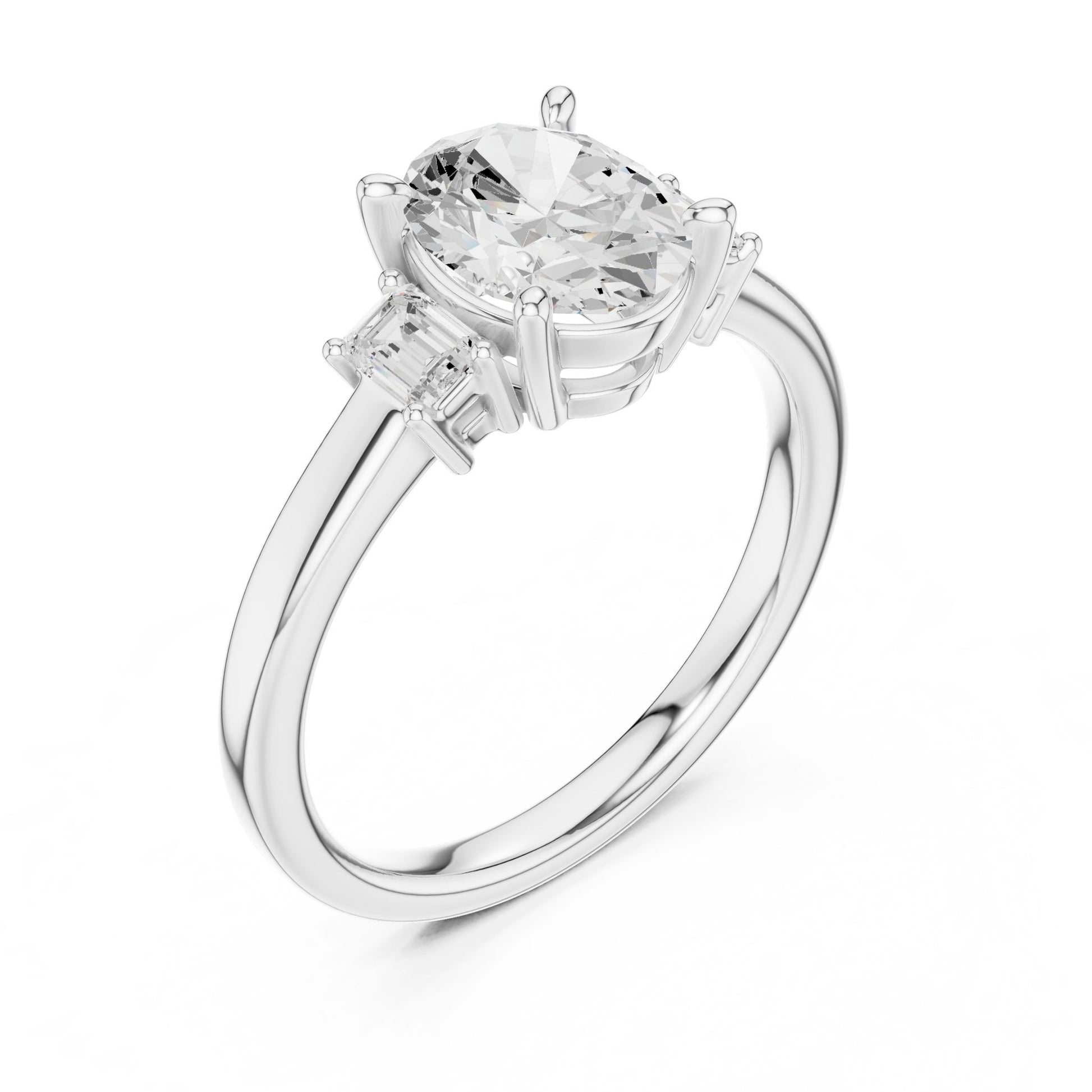Oval Lab Grown Diamond Three-Stone Engagement Ring