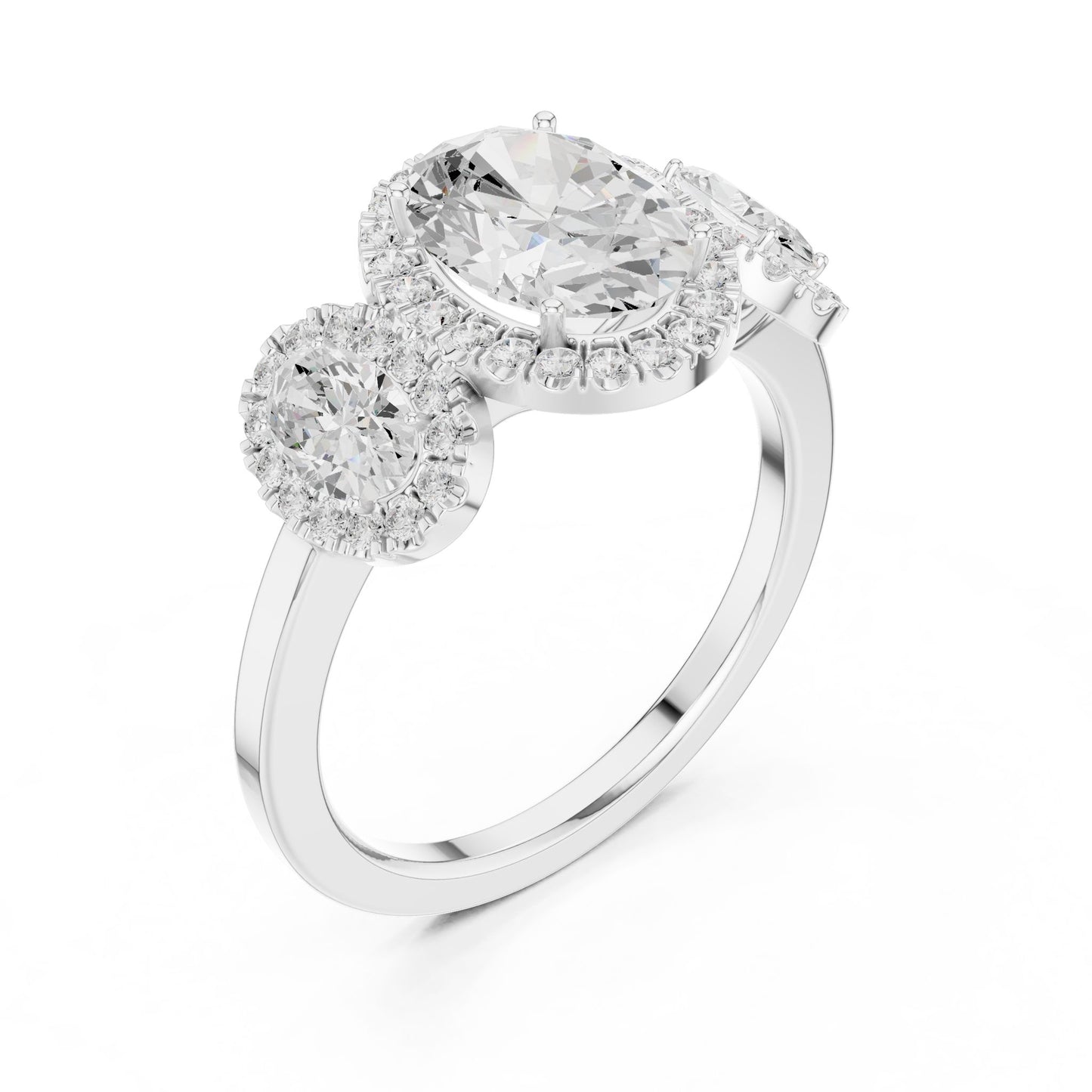 Oval Lab Grown Diamond Three-Stone Engagement Ring