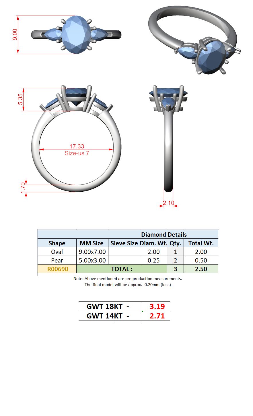 Oval Lab Grown Diamond Three-Stone Engagement Ring