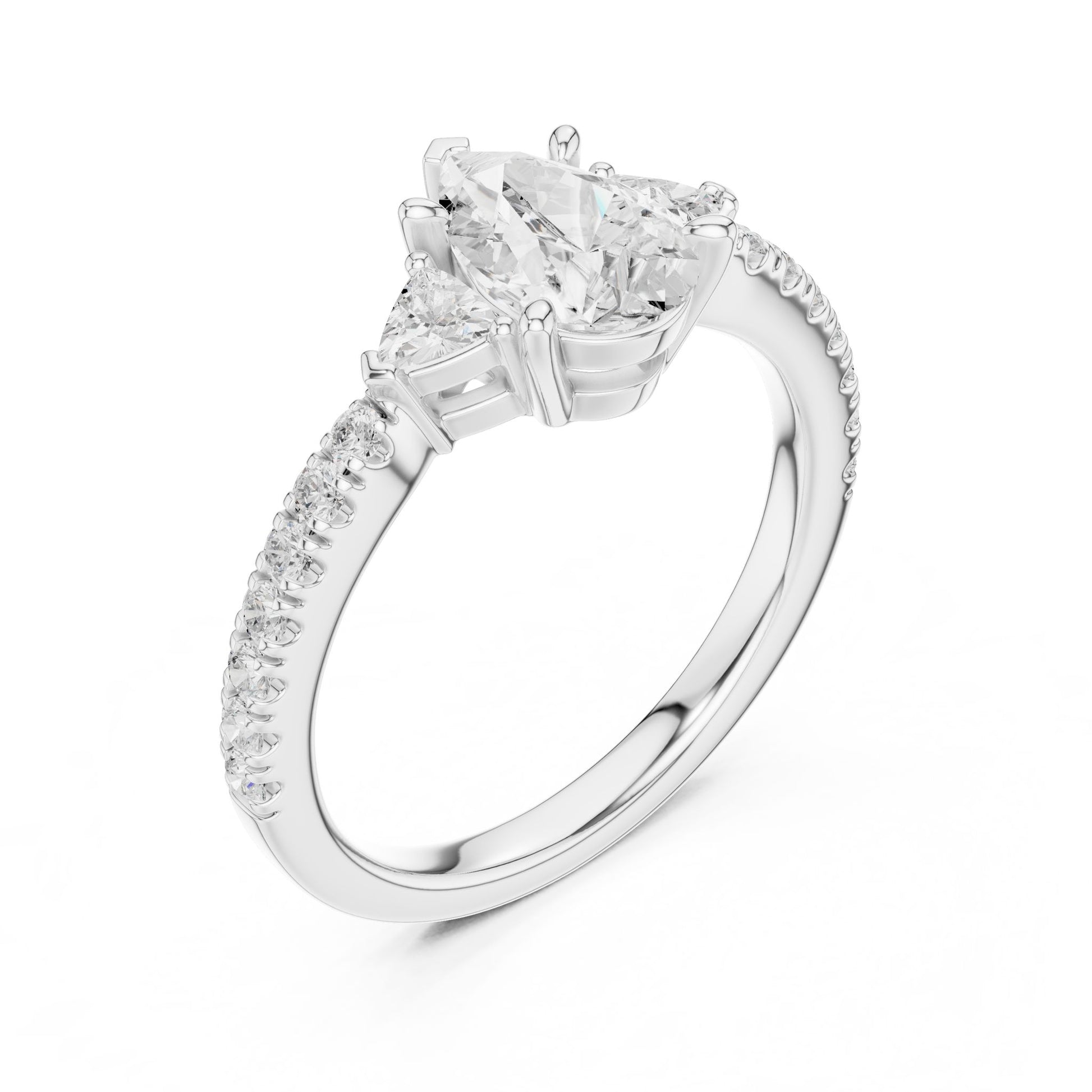 Oval Lab Grown Diamond Three-Stone Engagement Ring