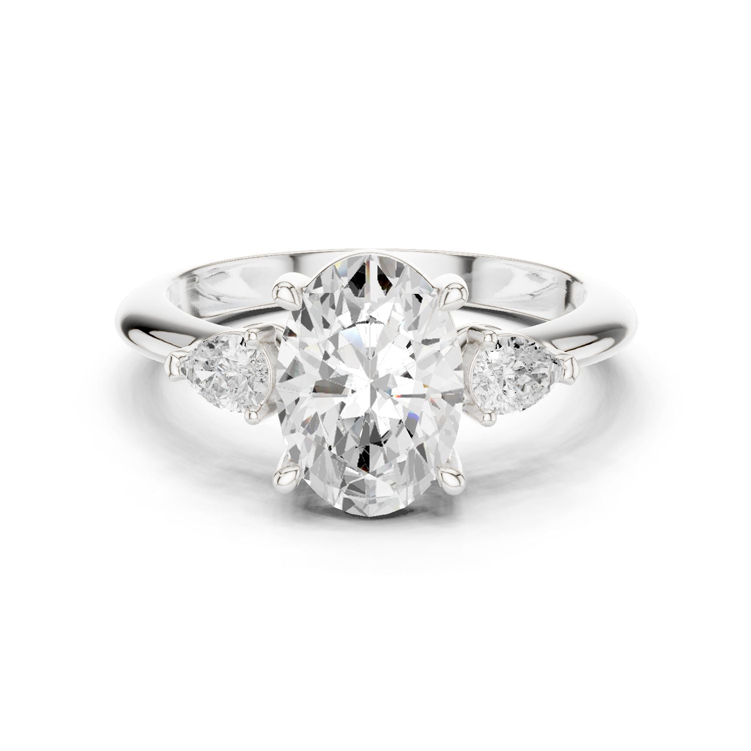 Oval Lab Grown Diamond Three-Stone Engagement Ring