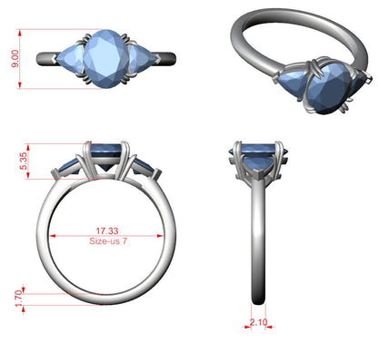 Oval Lab Grown Diamond Three-Stone Engagement Ring