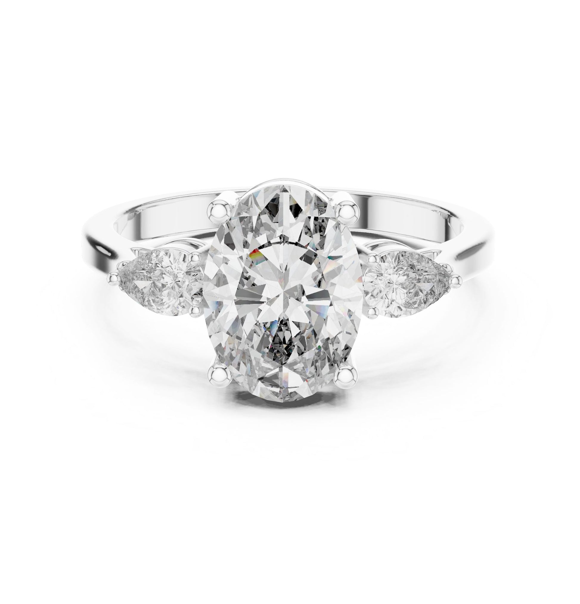 Oval Lab Grown Diamond Three-Stone Engagement Ring