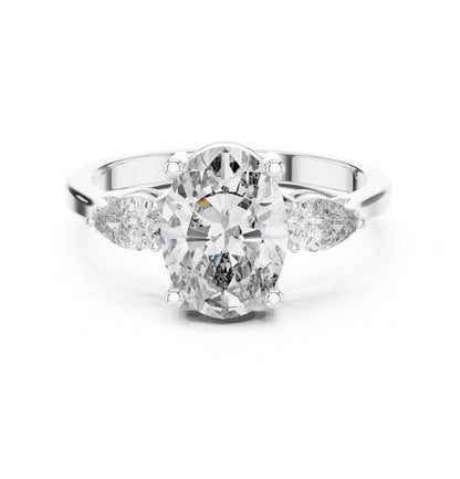 Oval Lab Grown Diamond Three-Stone Engagement Ring