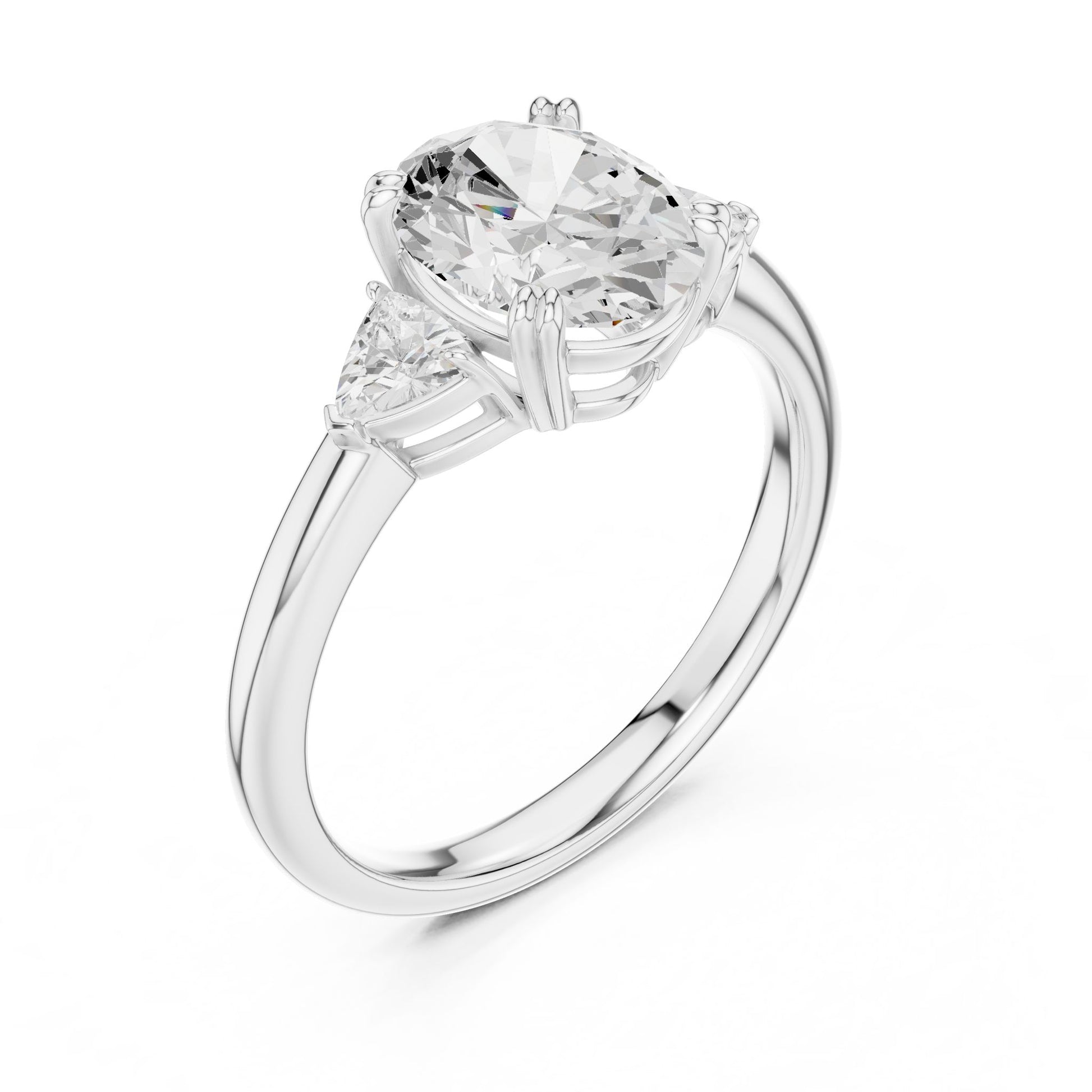 Oval Lab Grown Diamond Three-Stone Engagement Ring