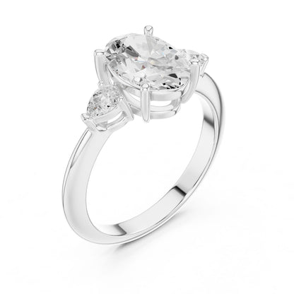 Oval Lab Grown Diamond Three-Stone Engagement Ring