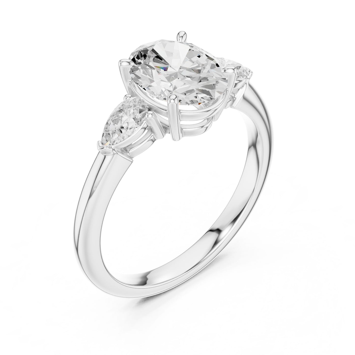 Oval Lab Grown Diamond Three-Stone Engagement Ring