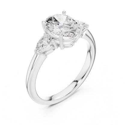 Oval Lab Grown Diamond Three-Stone Engagement Ring