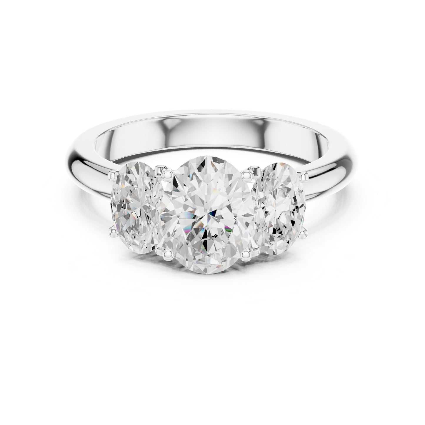 Oval Lab Grown Diamond Three-Stone Engagement Ring