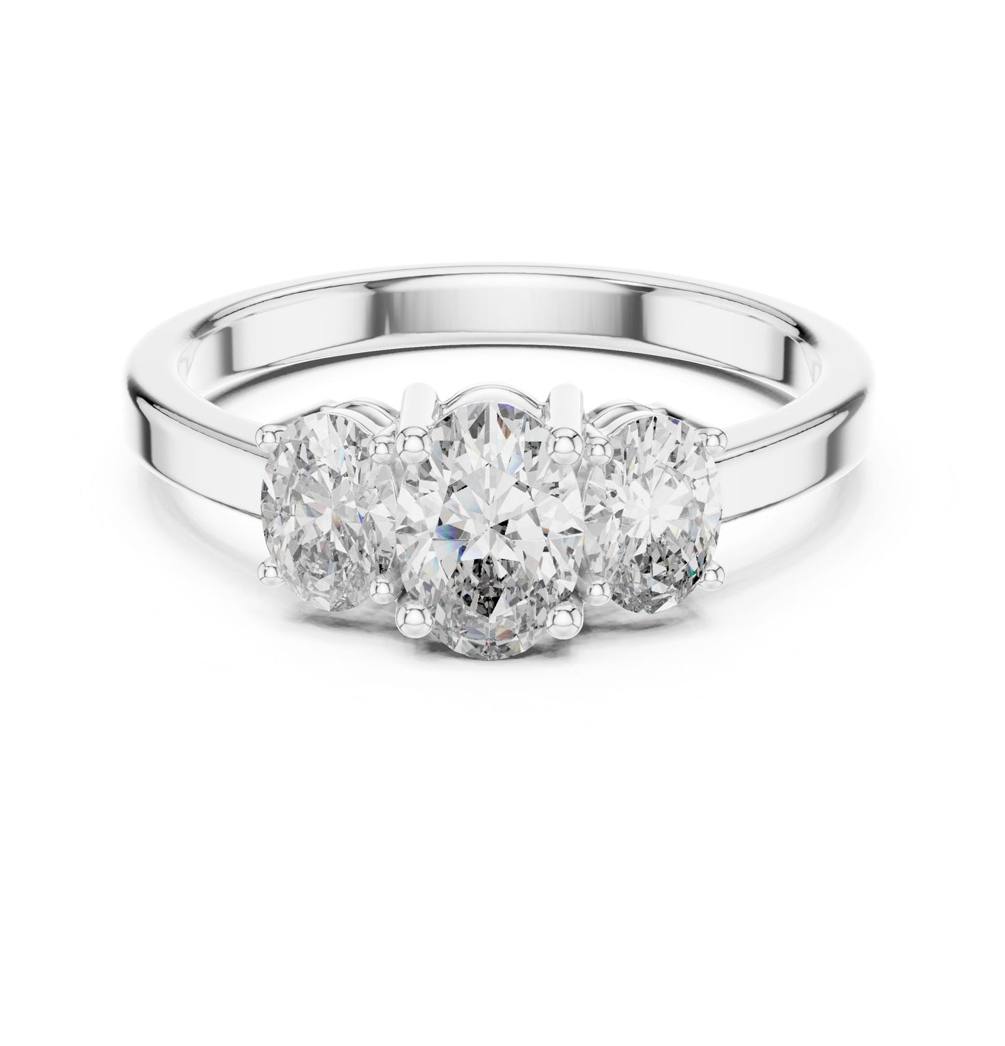 Oval Lab Grown Diamond Three-Stone Engagement Ring