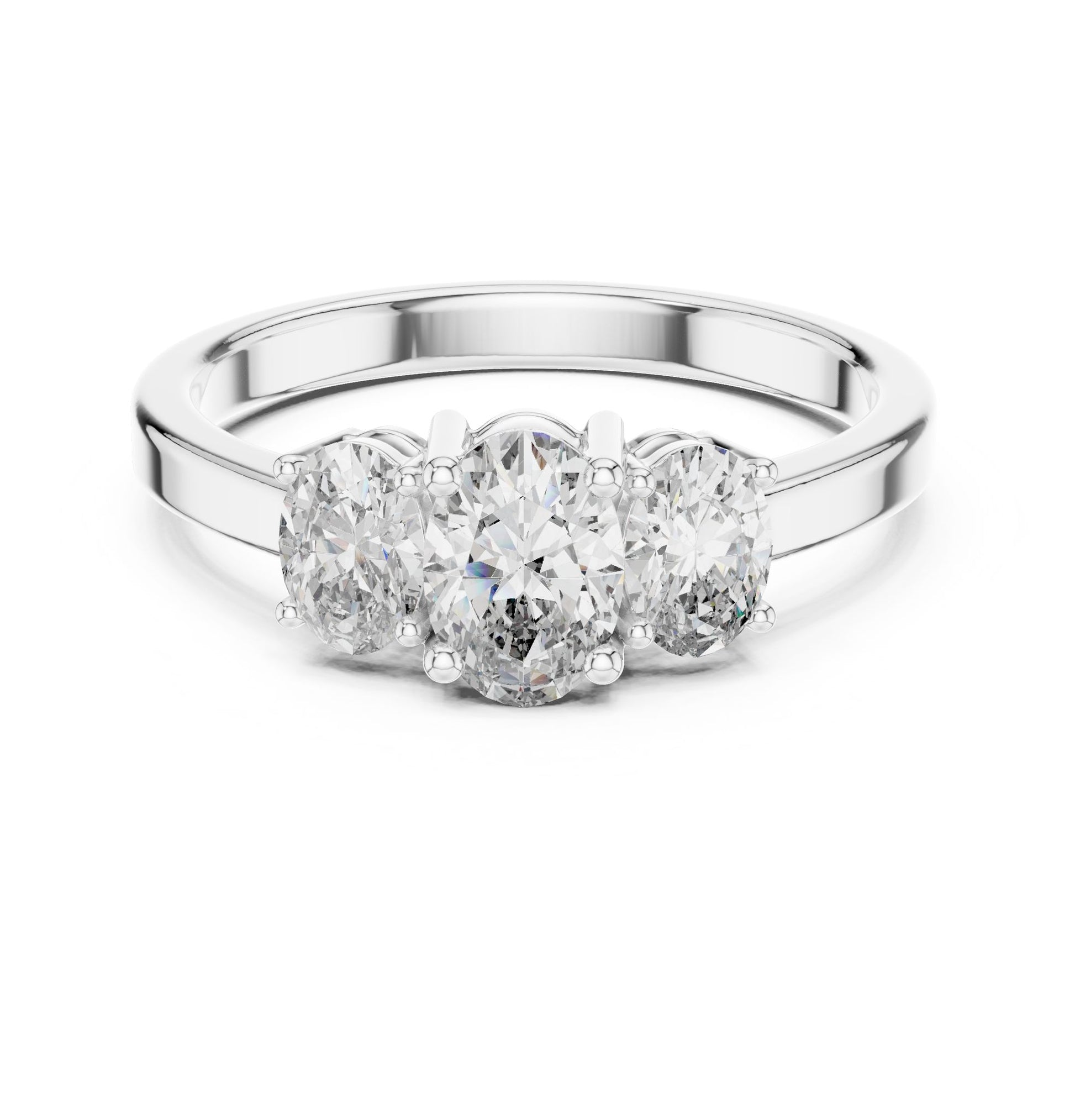 Oval Lab Grown Diamond Three-Stone Engagement Ring