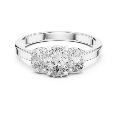 Oval Lab Grown Diamond Three-Stone Engagement Ring