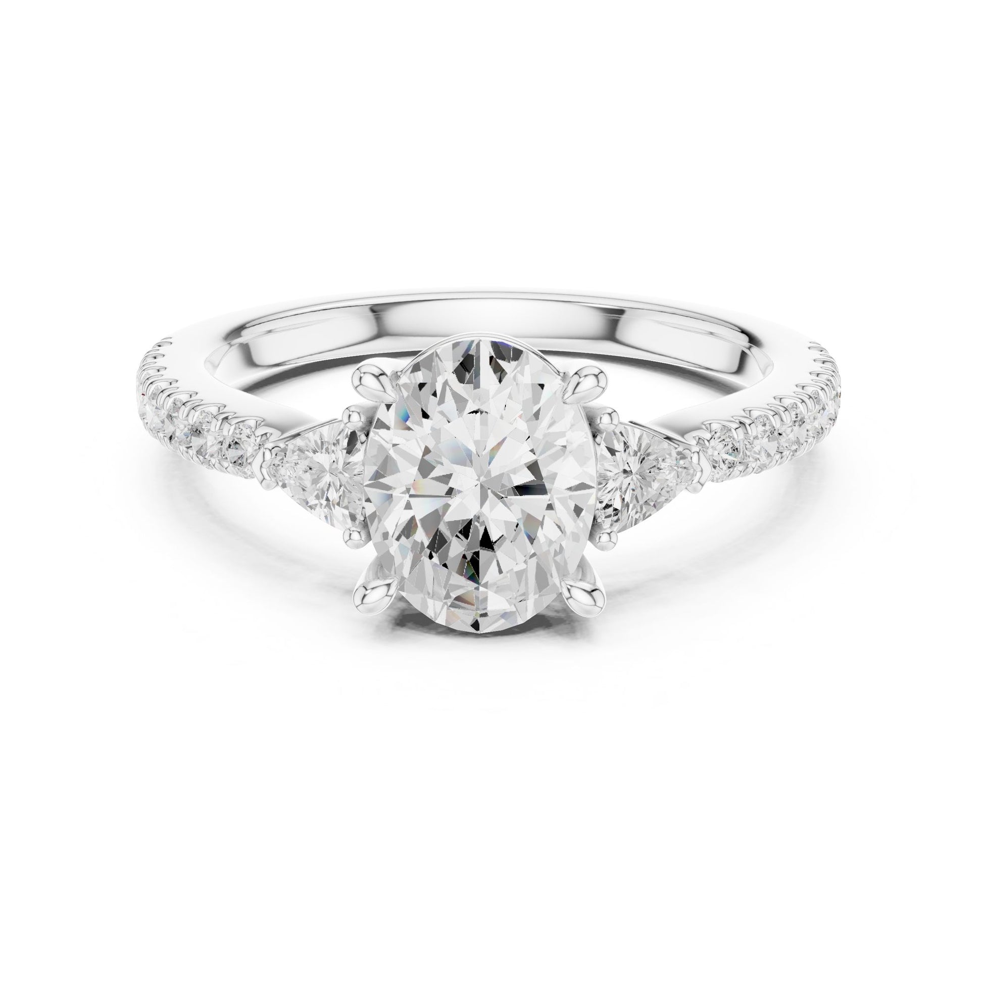 Oval Lab Grown Diamond Three-Stone Engagement Ring