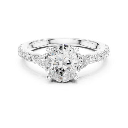 Oval Lab Grown Diamond Three-Stone Engagement Ring