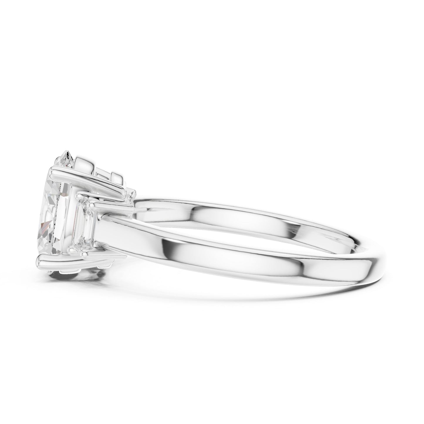 Oval Lab Grown Diamond Three-Stone Engagement Ring