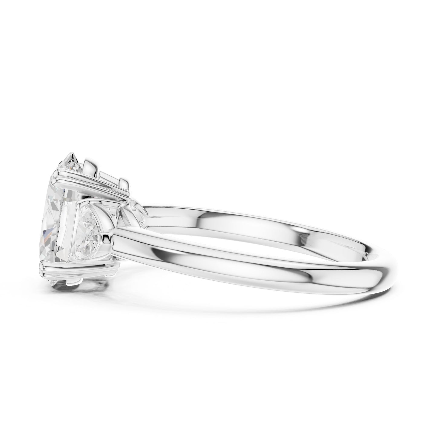 Oval Lab Grown Diamond Three-Stone Engagement Ring