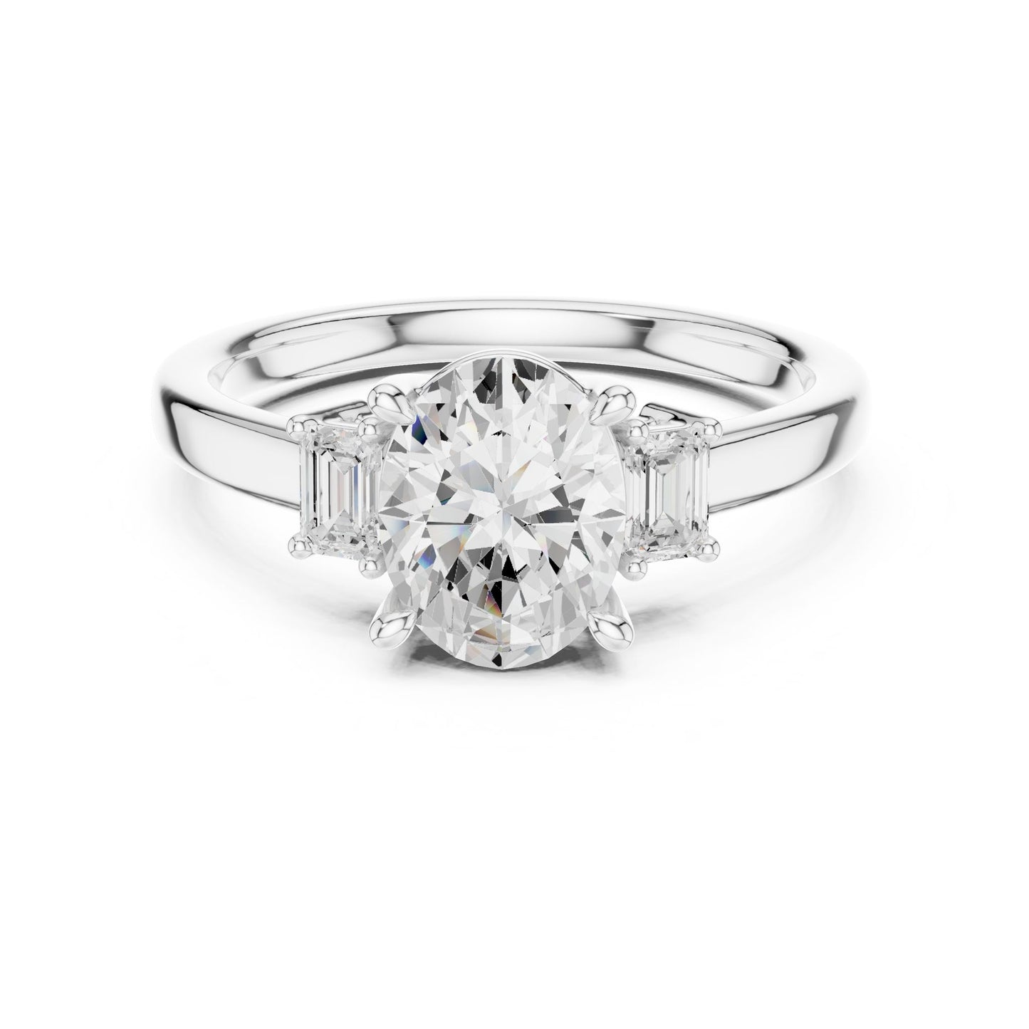 Oval Lab Grown Diamond Three-Stone Engagement Ring