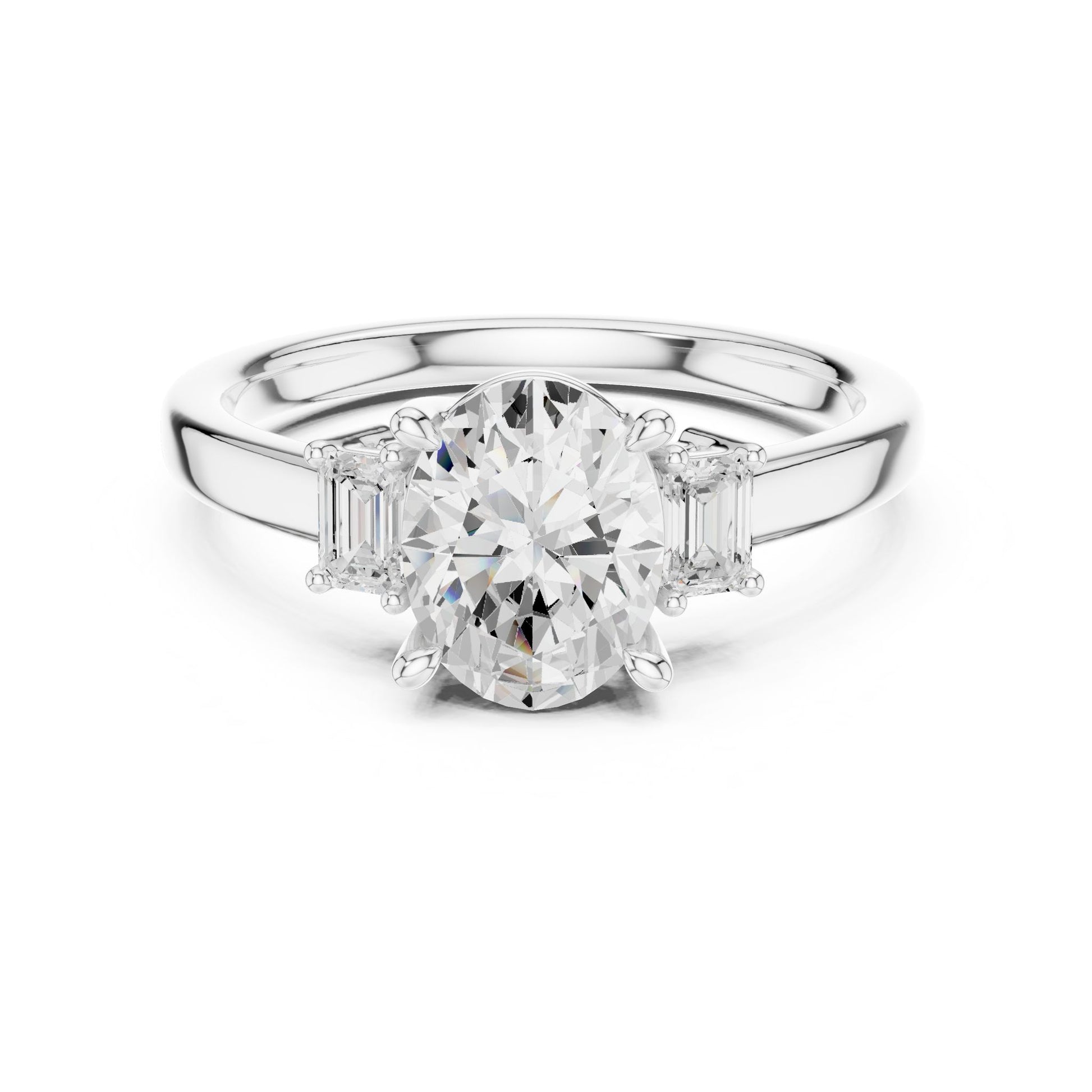 Oval Lab Grown Diamond Three-Stone Engagement Ring