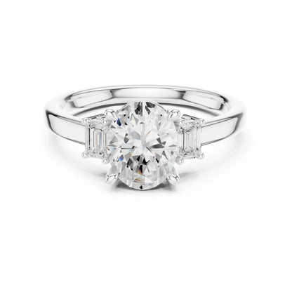 Oval Lab Grown Diamond Three-Stone Engagement Ring