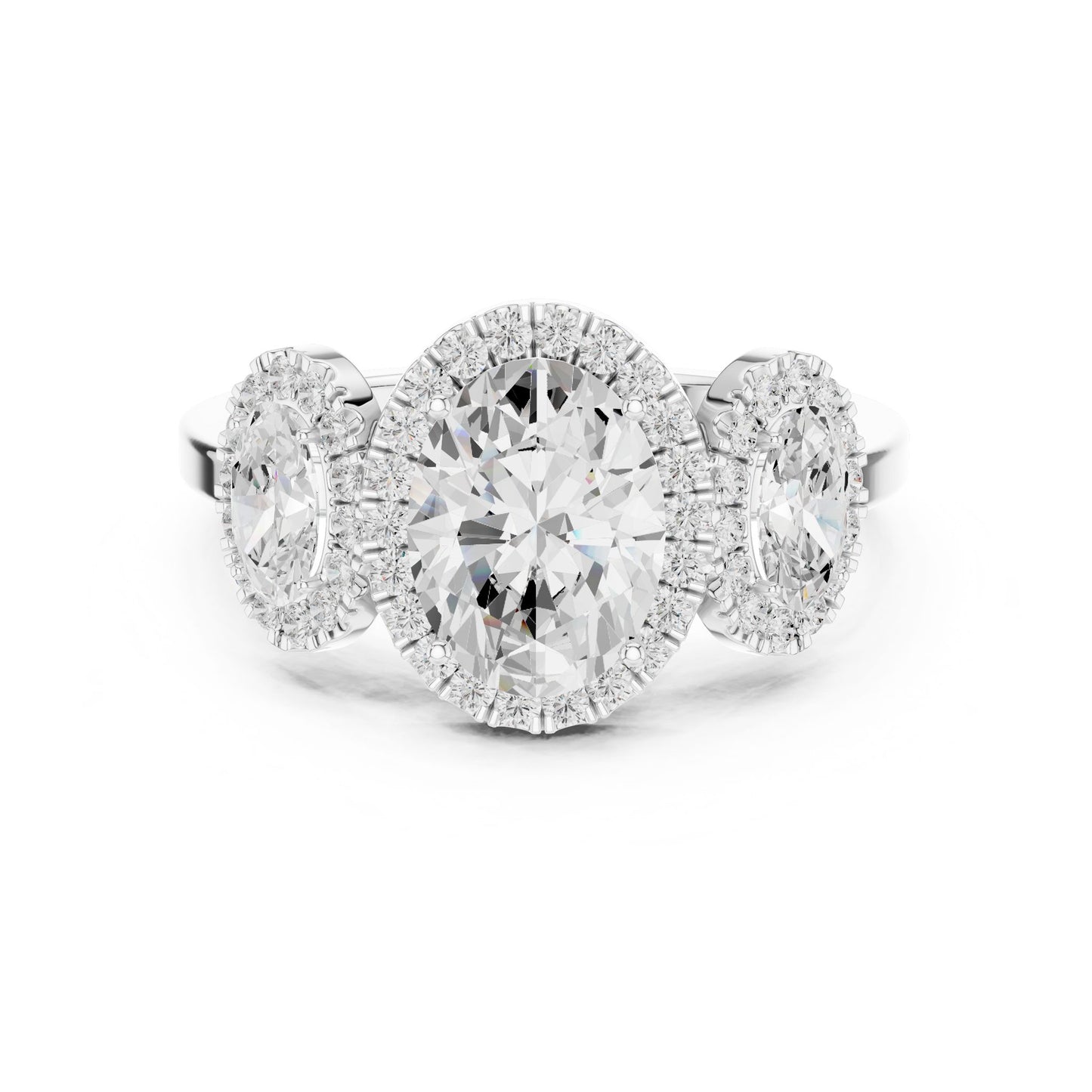 Oval Lab Grown Diamond Three-Stone Engagement Ring