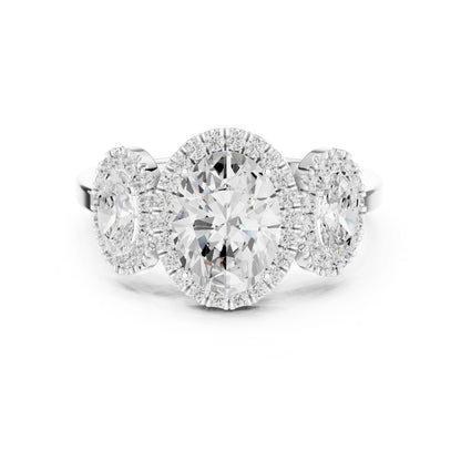 Oval Lab Grown Diamond Three-Stone Engagement Ring
