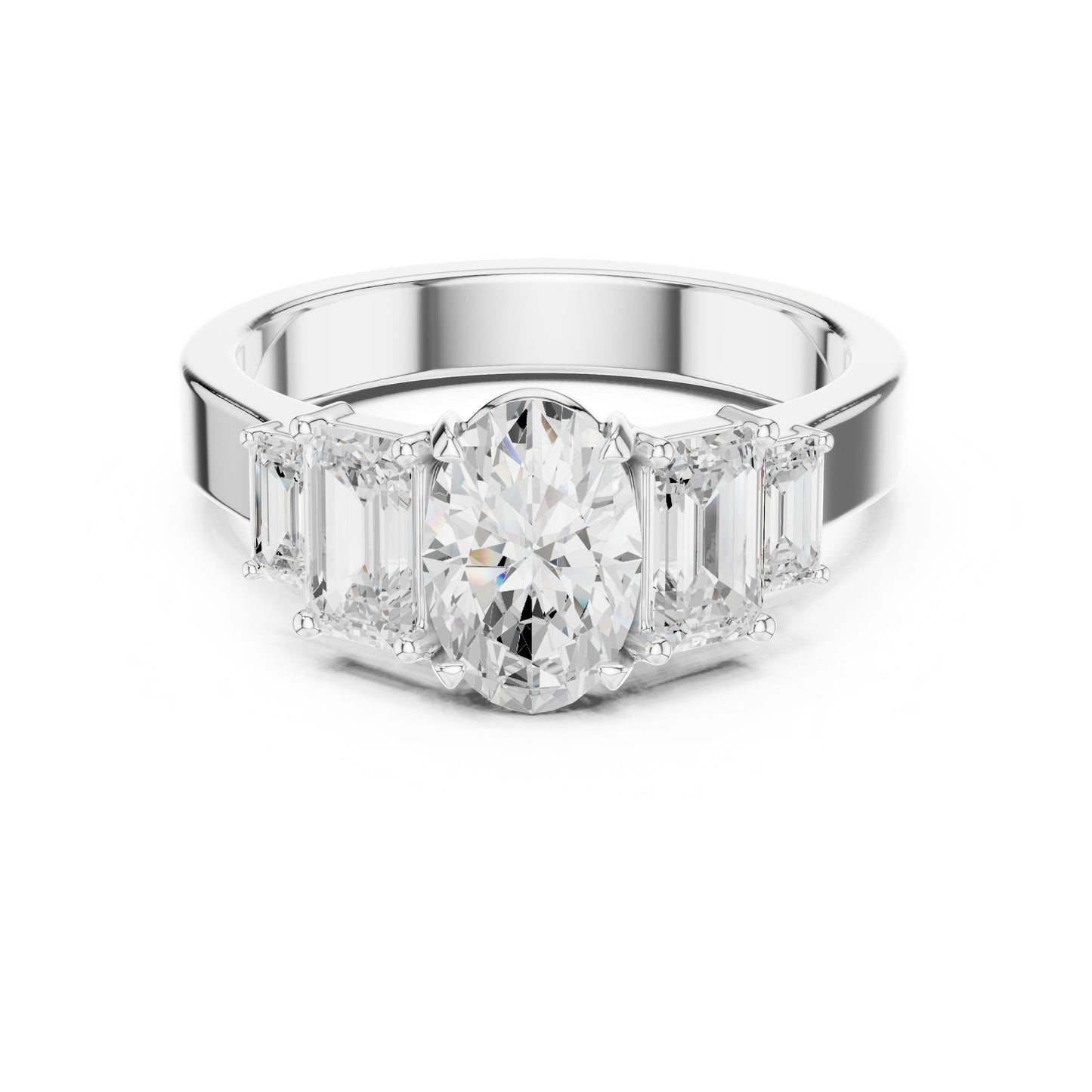Oval Lab Grown Diamond Three-Stone Engagement Ring