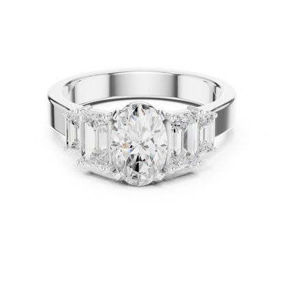 Oval Lab Grown Diamond Three-Stone Engagement Ring