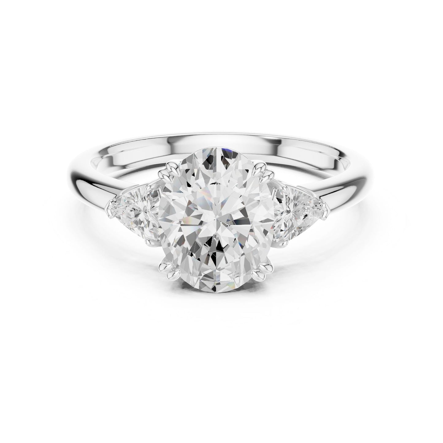 Oval Lab Grown Diamond Three-Stone Engagement Ring
