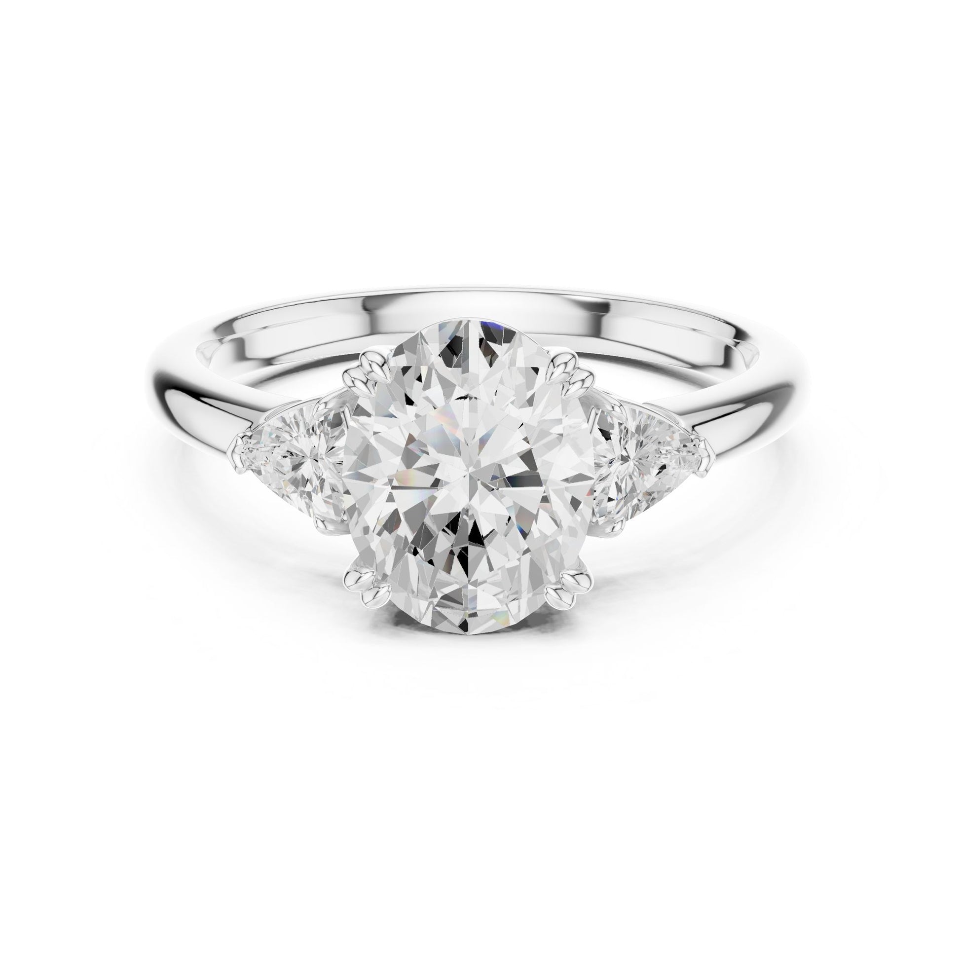 Oval Lab Grown Diamond Three-Stone Engagement Ring