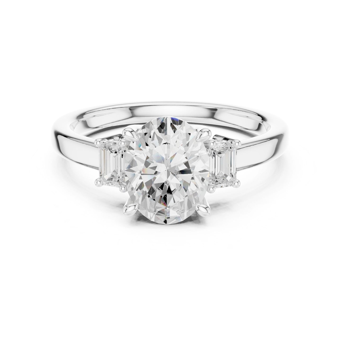 Oval Lab Grown Diamond Three-Stone Engagement Ring