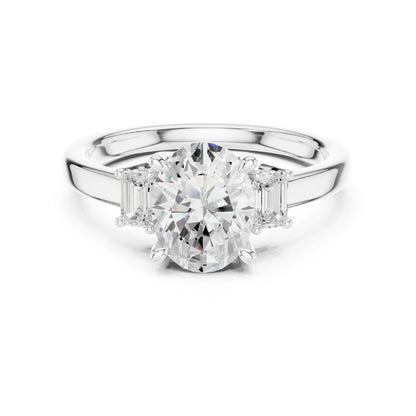 Oval Lab Grown Diamond Three-Stone Engagement Ring