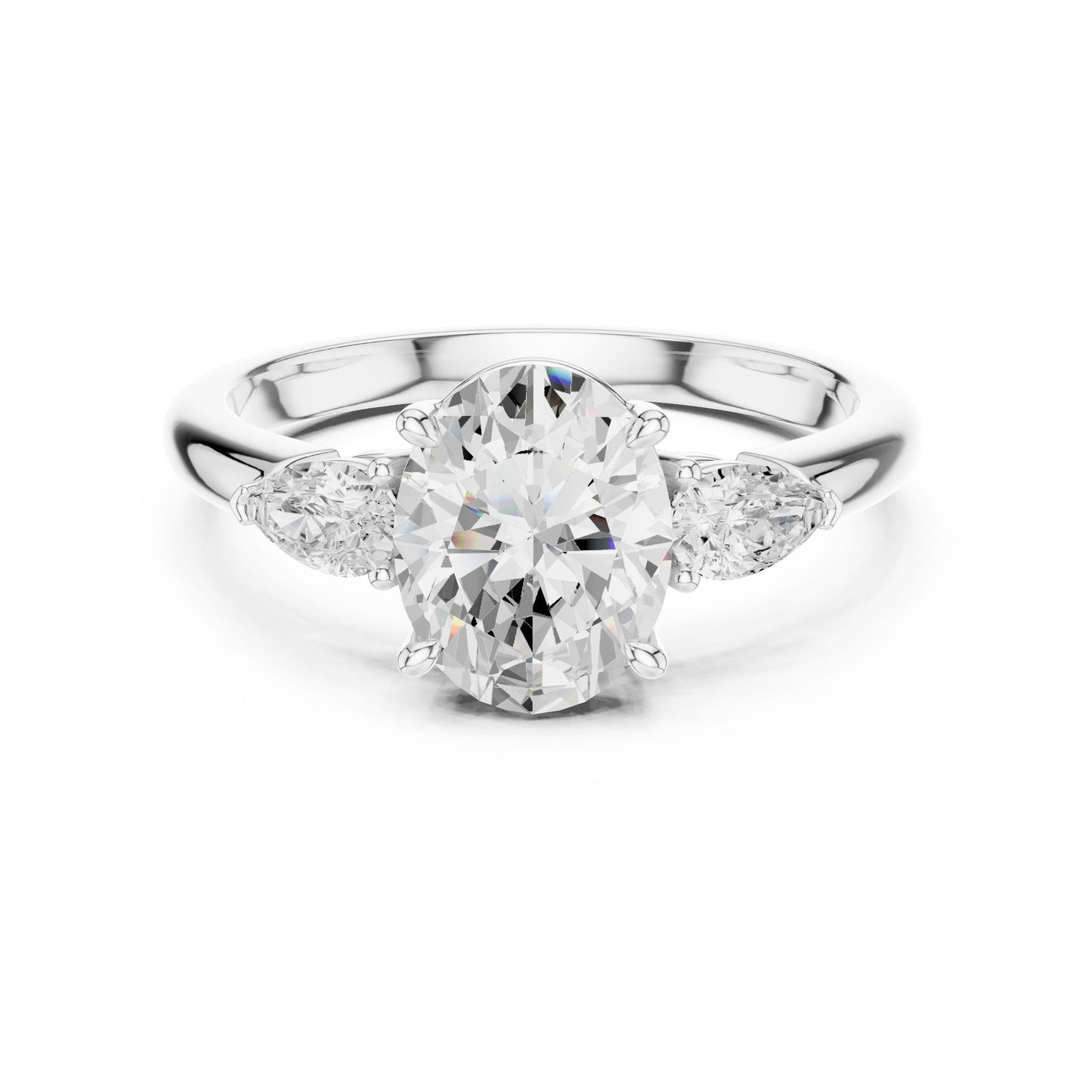 Oval Lab Grown Diamond Three-Stone Engagement Ring