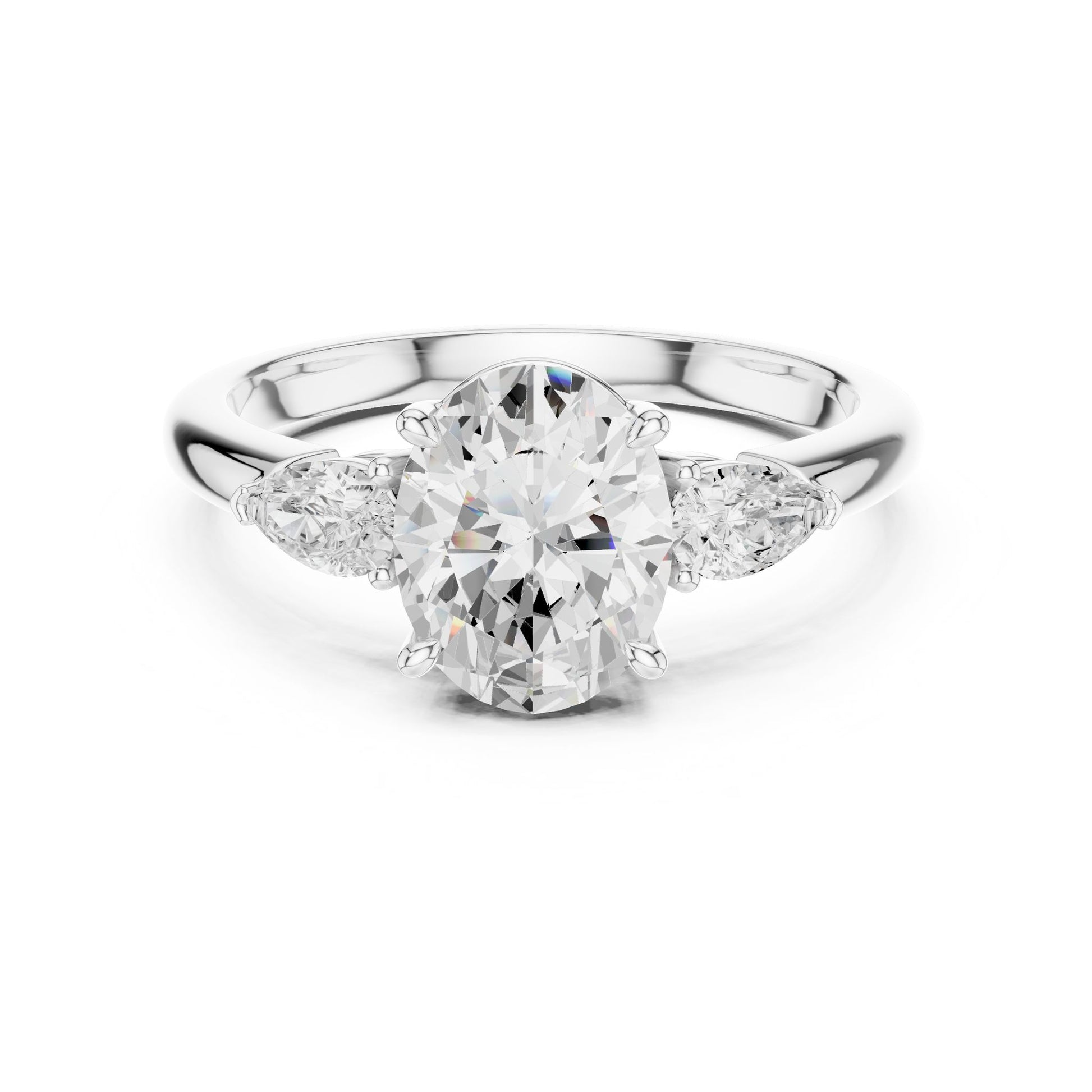 Oval Lab Grown Diamond Three-Stone Engagement Ring