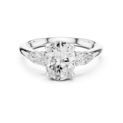 Oval Lab Grown Diamond Three-Stone Engagement Ring
