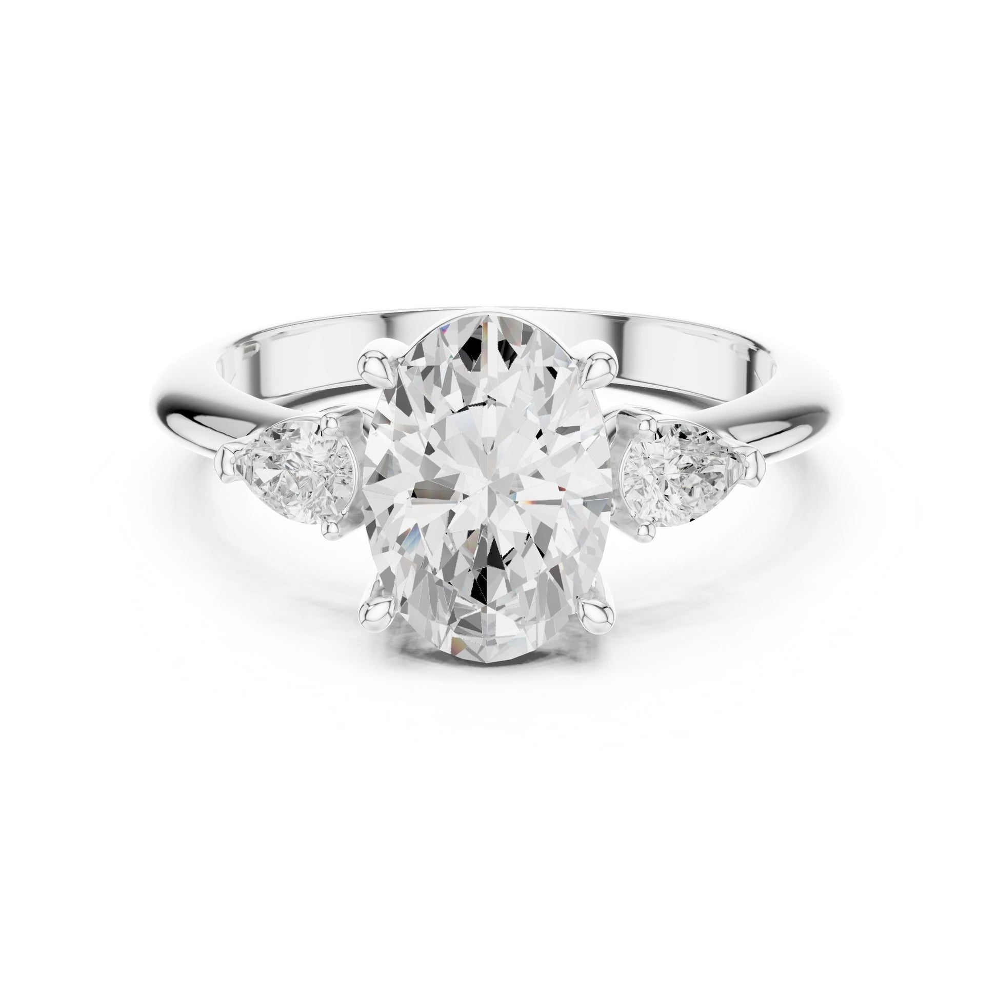 Oval Lab Grown Diamond Three-Stone Engagement Ring