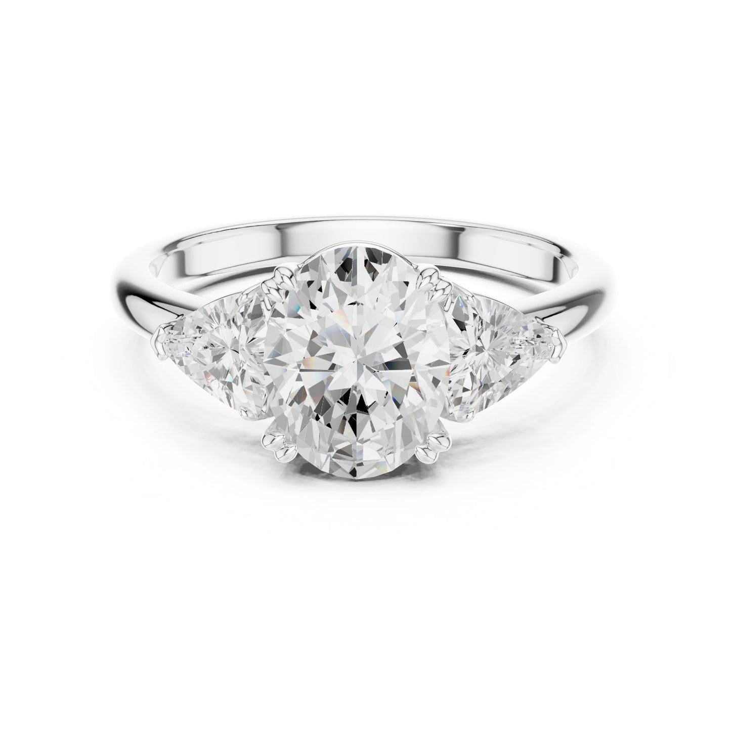 Oval Lab Grown Diamond Three-Stone Engagement Ring