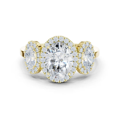 Oval Lab Grown Diamond Three-Stone Engagement Ring