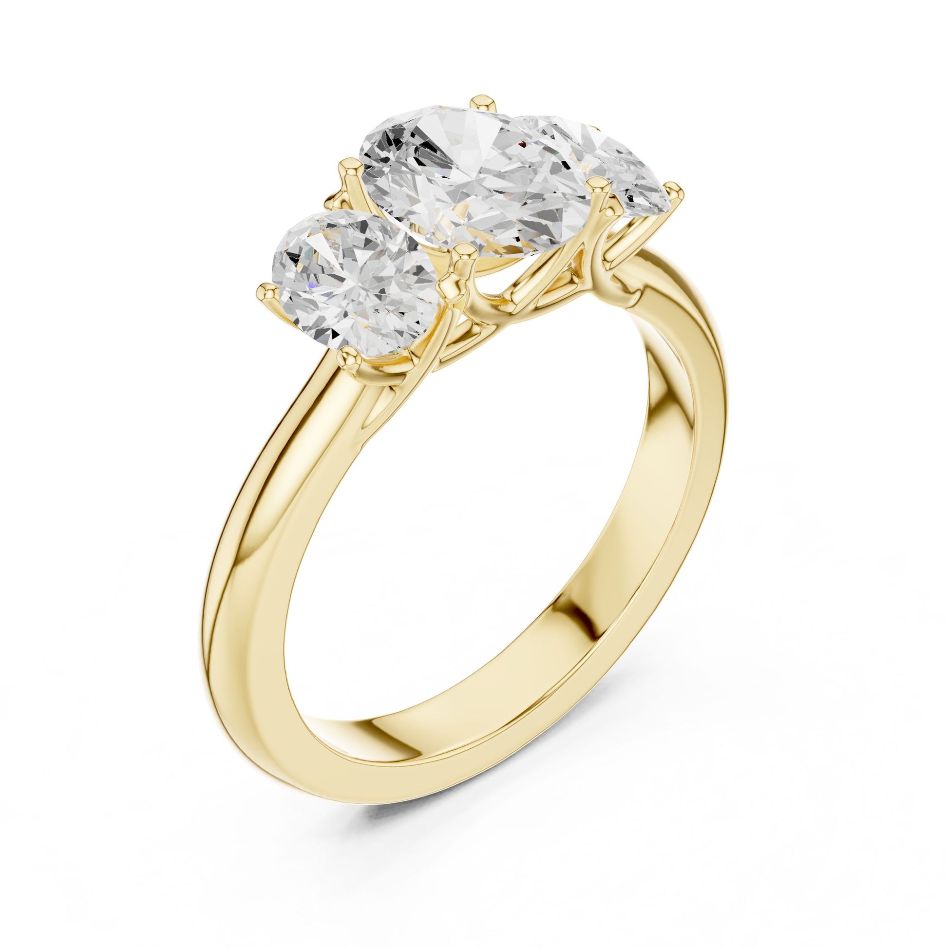 Oval Lab Grown Diamond Three-Stone Engagement Ring