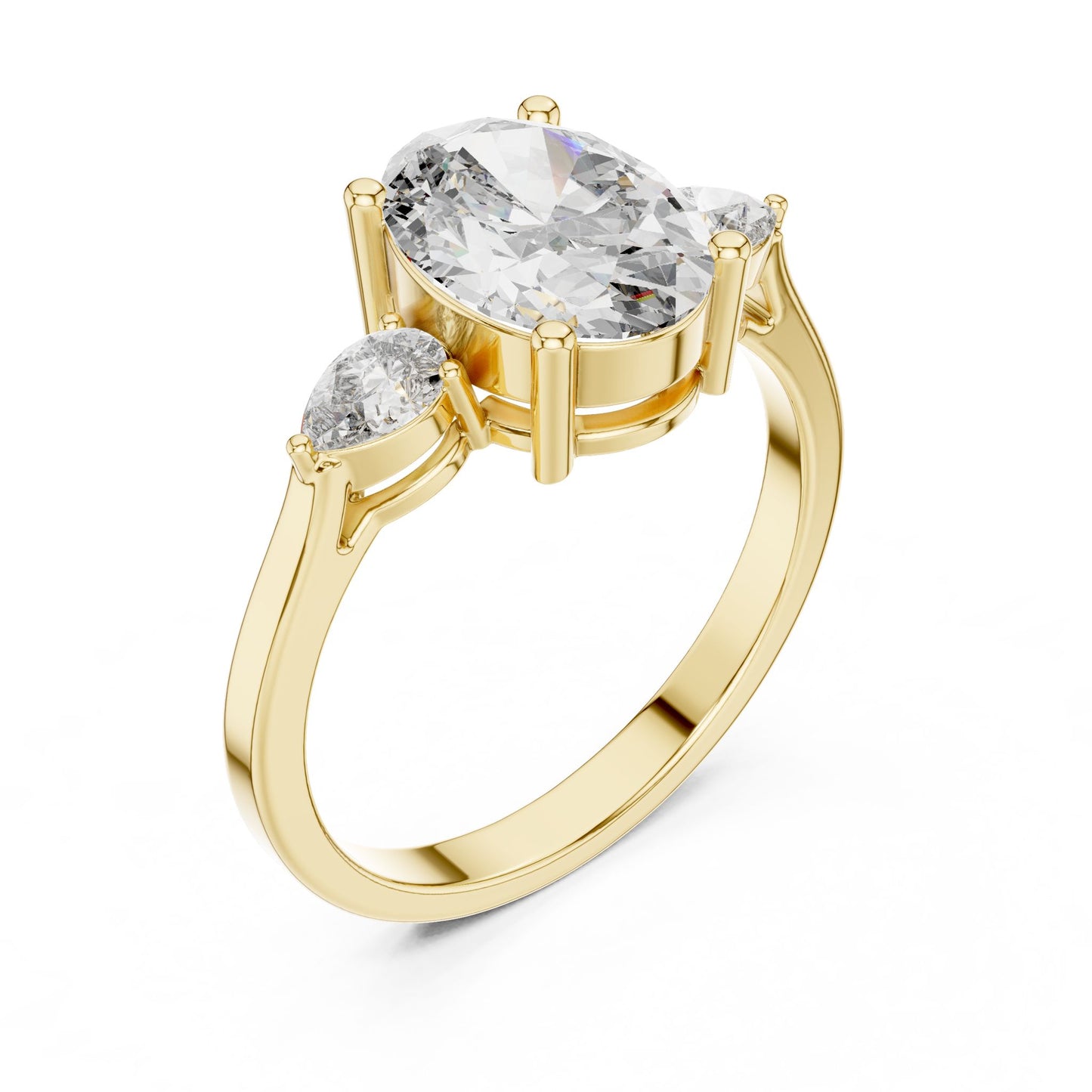 Oval Lab Grown Diamond Three-Stone Engagement Ring