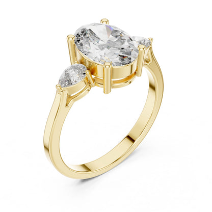 Oval Lab Grown Diamond Three-Stone Engagement Ring