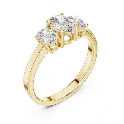 Oval Lab Grown Diamond Three-Stone Engagement Ring